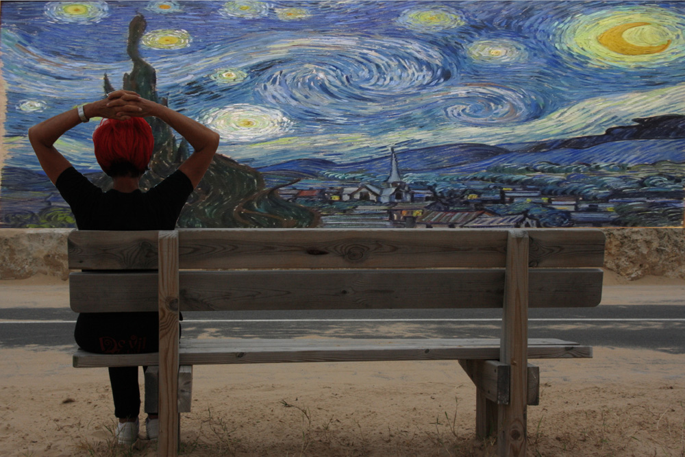 sur le banc minuit à Paris