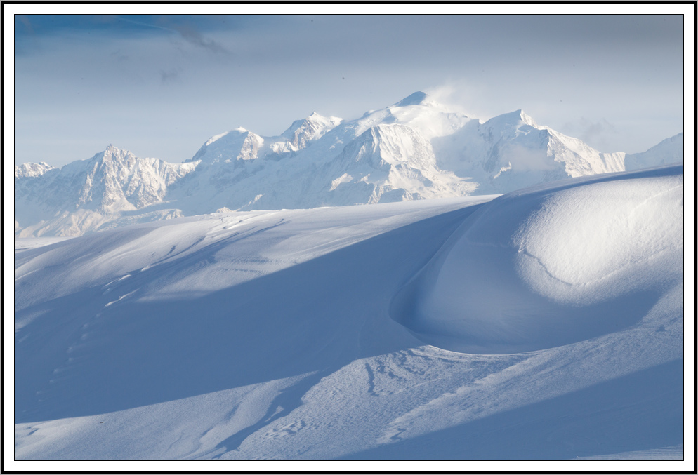 Le Mont Blanc.
Vue depuis le chemin du refuge de Tornieux en haute Savoie